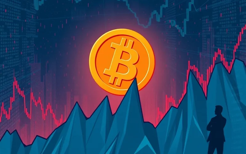 A volatile Bitcoin price chart showing a sharp decline, illustrating the urgent trader warning about an untested Bitcoin price floor.