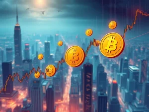 A dynamic chart showing a Bitcoin Price Correction amidst rising Open Interest Crypto, illustrating market volatility and altcoin gains.