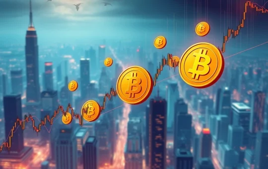 A dynamic chart showing a Bitcoin Price Correction amidst rising Open Interest Crypto, illustrating market volatility and altcoin gains.
