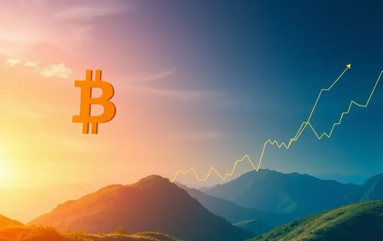A visual representation of Bitcoin's record high, showing a strong upward trajectory and stable market conditions, indicating a prolonged Bitcoin bull trend.