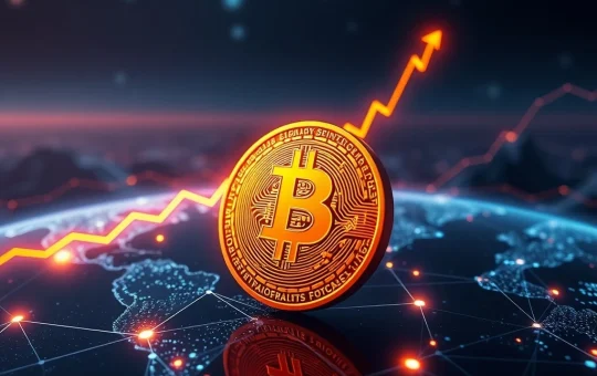 A dynamic chart showing Bitcoin's price surge, highlighting the growing interest in Remittix RTX for efficient crypto remittances.