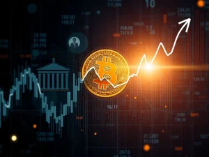 A broken Bitcoin 4-year cycle graph, illustrating the profound shift in Bitcoin market dynamics due to institutional investment.