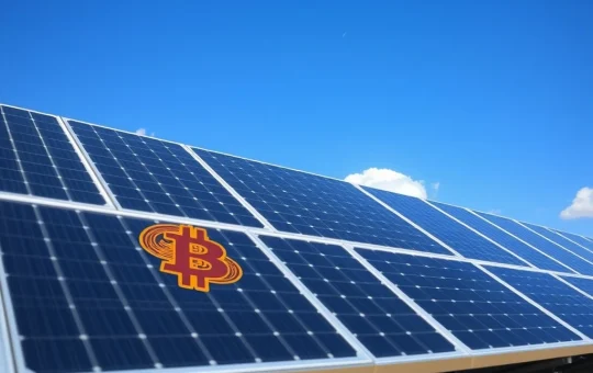 Solar panels powering Bitcoin treasury strategy with clean energy
