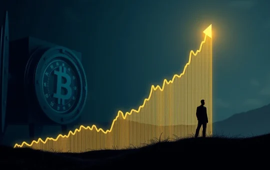 A visual representation of Bitcoin stability, with a steady price chart amidst news of Trump's significant investment.