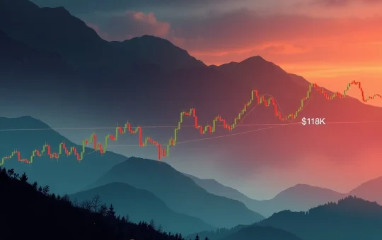 Bitcoin news today: A resilient Bitcoin price chart stabilizing above key support levels after a sharp market correction, showing market analysis.