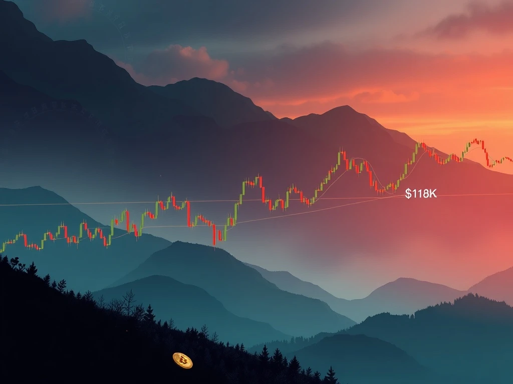 Bitcoin news today: A resilient Bitcoin price chart stabilizing above key support levels after a sharp market correction, showing market analysis.