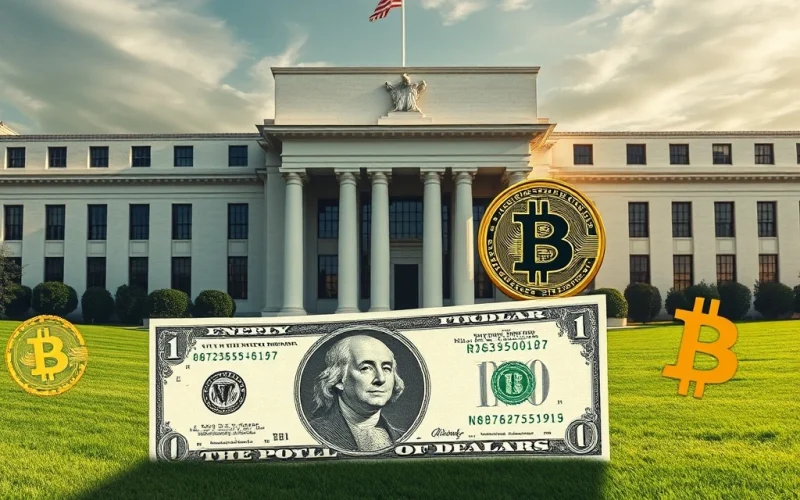 A visual representation of Bitcoin, stablecoins, and the US dollar, illustrating the potential impact of stablecoin surge on dollar purchasing power.