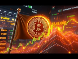 Bitcoin price surging toward $148,000 with a bull flag pattern and rising trading volume