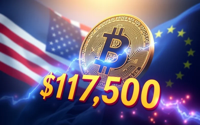 Bitcoin price surges past $117,500 with rising trading volume after U.S.-EU trade deal