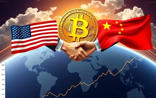 Chart showing a significant Bitcoin surge, illustrating its price reacting to the US-China tariff truce.