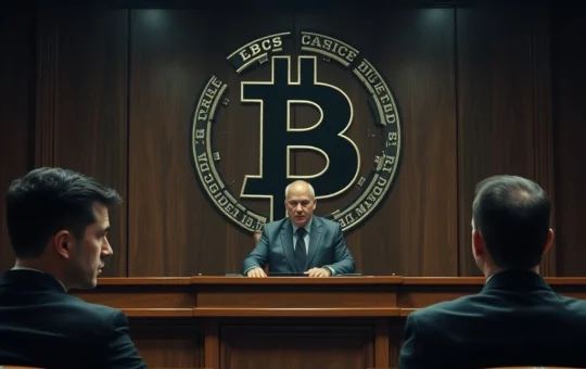 Manhattan judge presiding over a Bitcoin theft case, emphasizing the complex legal challenges of digital assets crime and crypto bail restrictions.