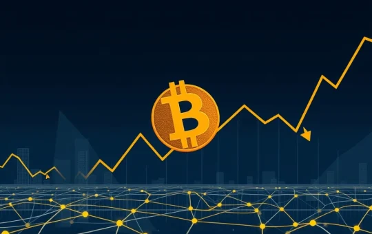 A visual representation of a significant Bitcoin transfer impacting market dynamics, illustrating the BTC price drop and market volatility.