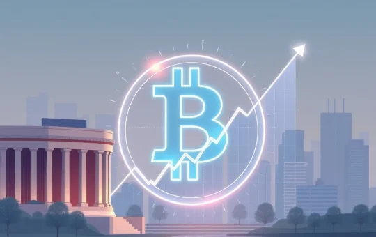 Illustrates the Bitcoin transformation towards stability, with institutional finance symbols supporting its future growth and reduced volatility.