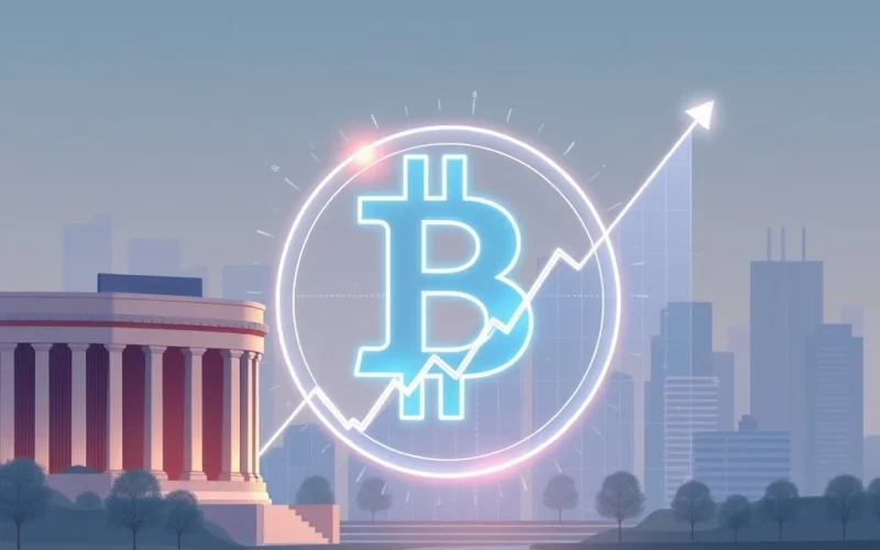 Illustrates the Bitcoin transformation towards stability, with institutional finance symbols supporting its future growth and reduced volatility.