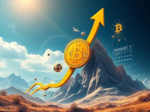 A graph showing Bitcoin's robust surge defying historical August decline, symbolizing strong institutional crypto adoption and market resilience.