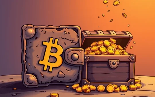 A visual representation of a dormant Bitcoin wallet coming to life, illustrating the immense growth of BTC holdings over 14.5 years.