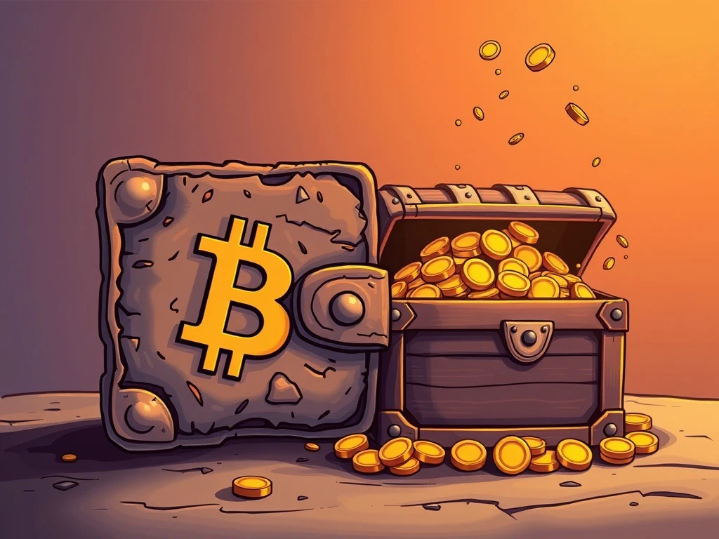 A visual representation of a dormant Bitcoin wallet coming to life, illustrating the immense growth of BTC holdings over 14.5 years.