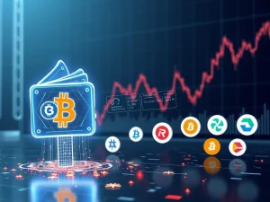 An ancient Bitcoin wallet symbol with a massive transfer arrow pointing to a volatile crypto market chart, depicting a Bitcoin price dip.