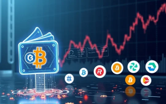 An ancient Bitcoin wallet symbol with a massive transfer arrow pointing to a volatile crypto market chart, depicting a Bitcoin price dip.
