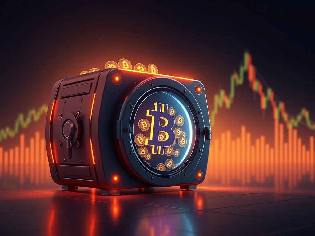 A large, reactivated Bitcoin wallet, symbolized by a glowing digital vault, showing no significant BTC price reaction.