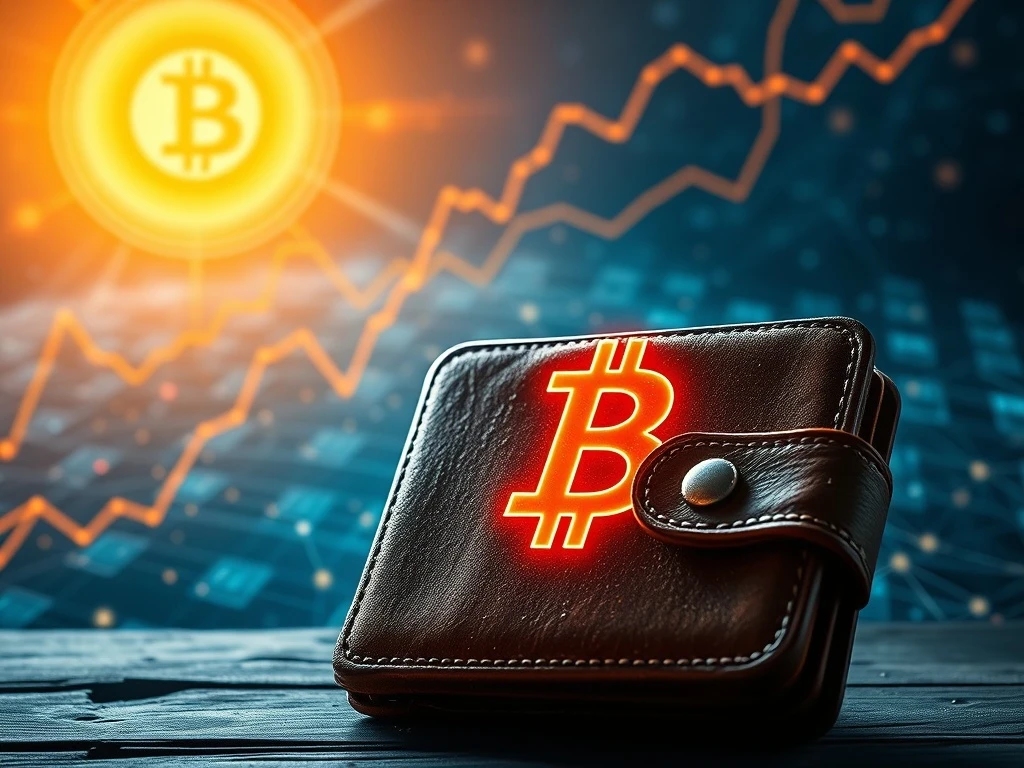 A digital representation of a reactivated Bitcoin wallet, highlighting the immense gain and the long-term potential of dormant Bitcoin investments.