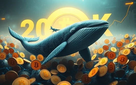 A digital whale investing in Bitcoin, aiming for a $200K Bitcoin price prediction, symbolizing a massive bullish bet.