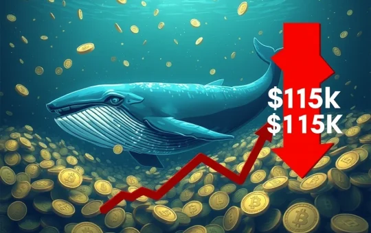 Bitcoin whale movement causes price drop to $115K support level
