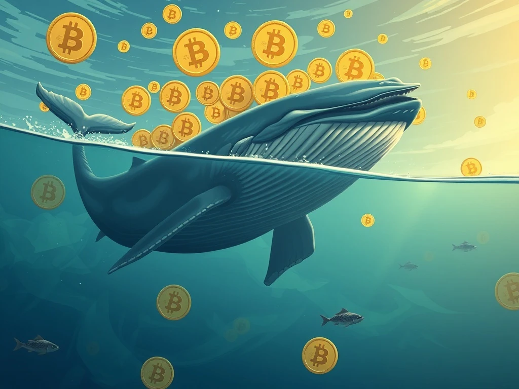 A large digital whale pushes Bitcoin prices higher, symbolizing how Bitcoin whales are driving the current market uptrend.