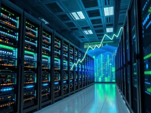 Bitfarms data center showcasing a strategic shift from Bitcoin mining to AI infrastructure, symbolizing growth and investor confidence.