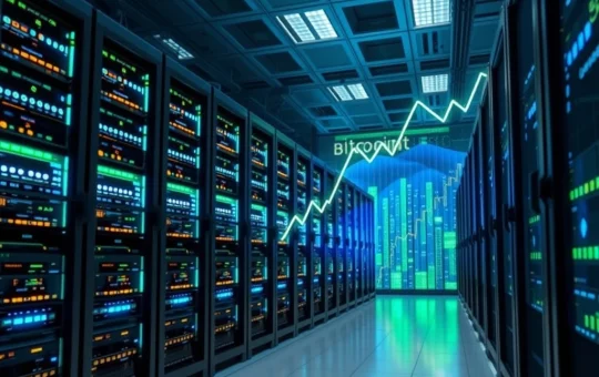 Bitfarms data center showcasing a strategic shift from Bitcoin mining to AI infrastructure, symbolizing growth and investor confidence.
