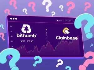 Bithumb and Chainbase KRW listing uncertainty on cryptocurrency exchange dashboard