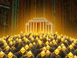 A visualization of BitMine Immersion's significant Ethereum (ETH) holdings, symbolizing their position as the largest corporate Ether holder and ambitious ETH staking goals.