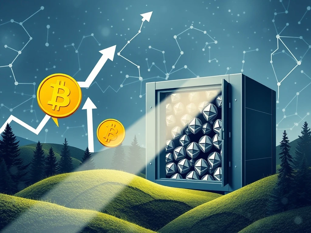 A digital chart showing a massive surge, representing BitMine's groundbreaking Ethereum acquisition and its impact on the BMNR stock surge.