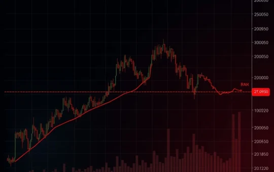 Bittensor price chart showing sharp decline and critical support levels