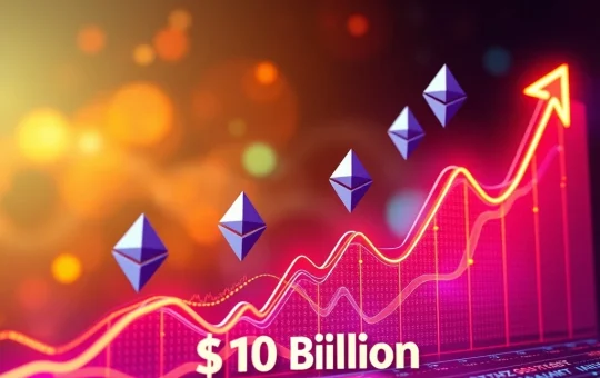 Visualizing the immense growth of BlackRock's ETHA, highlighting its rapid ascent to $10 billion and impact on the Ethereum ETF market.