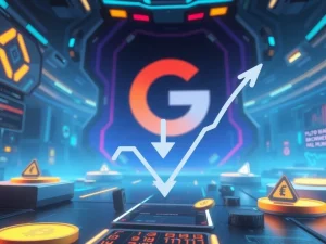 A visual representation of Google's cautious stance on blockchain gaming amidst a significant funding dip, highlighting market caution.