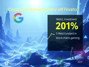 Visualizing the 20% funding decline in blockchain gaming, with Google's cautious stance on crypto investments.