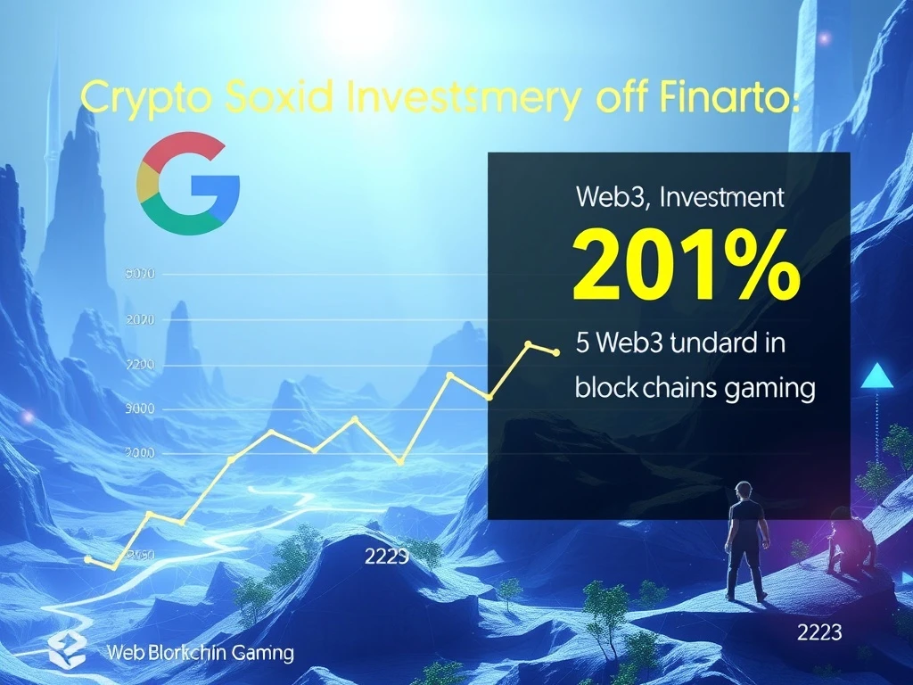 Visualizing the 20% funding decline in blockchain gaming, with Google's cautious stance on crypto investments.