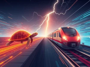 A visual comparison highlighting the vast difference in blockchain speed versus TradFi performance, symbolizing the critical hurdle to crypto adoption.