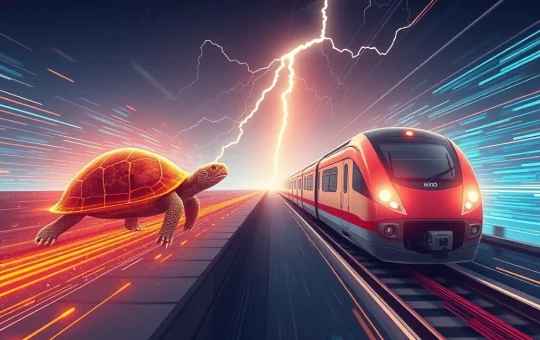 A visual comparison highlighting the vast difference in blockchain speed versus TradFi performance, symbolizing the critical hurdle to crypto adoption.