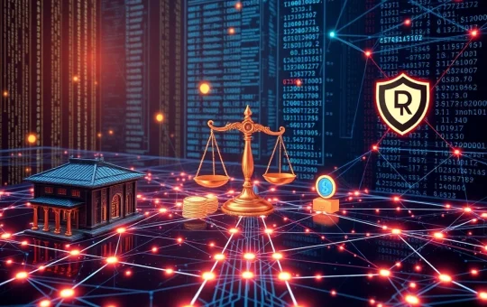 A visual metaphor for Blockchain ZK Innovations, showing secure data flow between DeFi and TradFi, symbolizing enhanced crypto regulatory compliance.