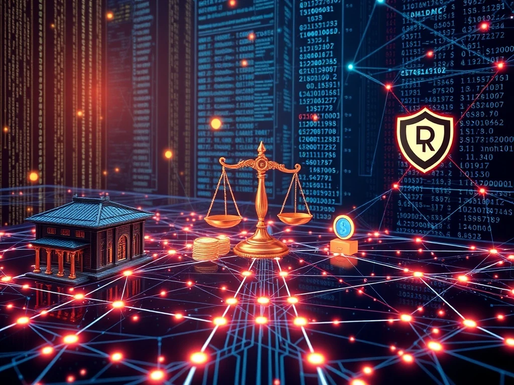 A visual metaphor for Blockchain ZK Innovations, showing secure data flow between DeFi and TradFi, symbolizing enhanced crypto regulatory compliance.