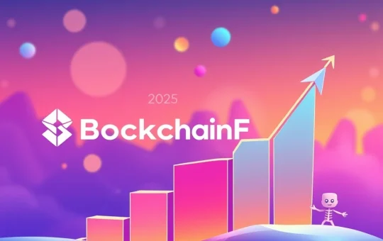 A vibrant digital illustration depicting the successful BlockchainFX presale logo prominently, with smaller, more uncertain representations of BlockDAG and Little Pepe in the background, symbolizing market comparison and utility token dominance.
