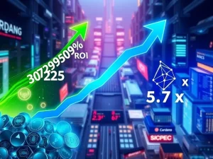 BlockDAG's exponential growth trajectory compared to Cardano's steady ascent, illustrating high ROI potential for crypto investors.