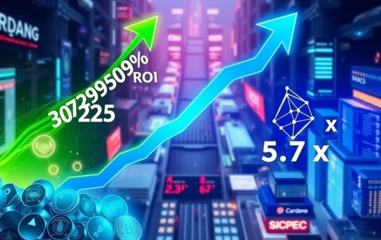 BlockDAG's exponential growth trajectory compared to Cardano's steady ascent, illustrating high ROI potential for crypto investors.
