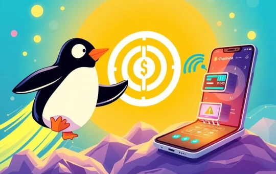 Dynamic visual representing BlockDAG's mobile mining innovation, PENGU's NFT market surge, and Chainlink's price targets.