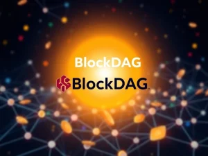 A visual representation of BlockDAG's growth, showing rising charts and a coin, symbolizing the impressive crypto presale ROI potential.