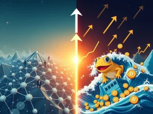A visual metaphor showing BlockDAG's strong, structured growth contrasting with Neo Pepe's volatile, meme-driven surge, highlighting the crypto presale landscape.