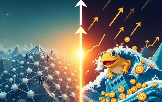 A visual metaphor showing BlockDAG's strong, structured growth contrasting with Neo Pepe's volatile, meme-driven surge, highlighting the crypto presale landscape.