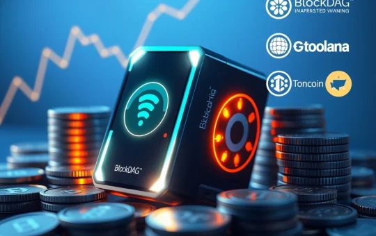 BlockDAG X1-X10 miner boosting daily crypto earnings, contrasting with Solana and Toncoin's market challenges.